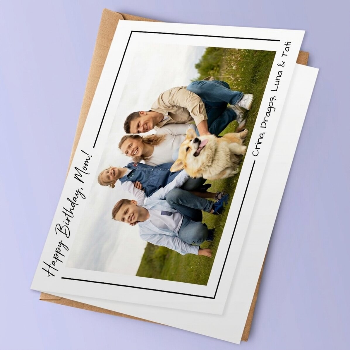 Personalised greeting card with a landscape photo and text