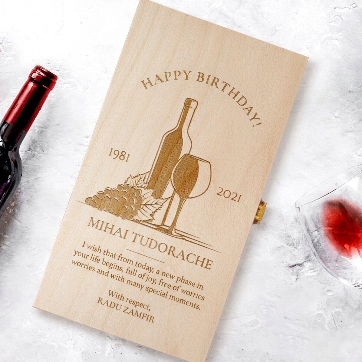 Personalised wine box for two bottles - Special Birthday