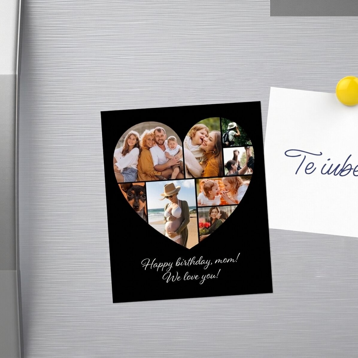 Personalised 10x12 cm magnet with 8 heart-shaped photos