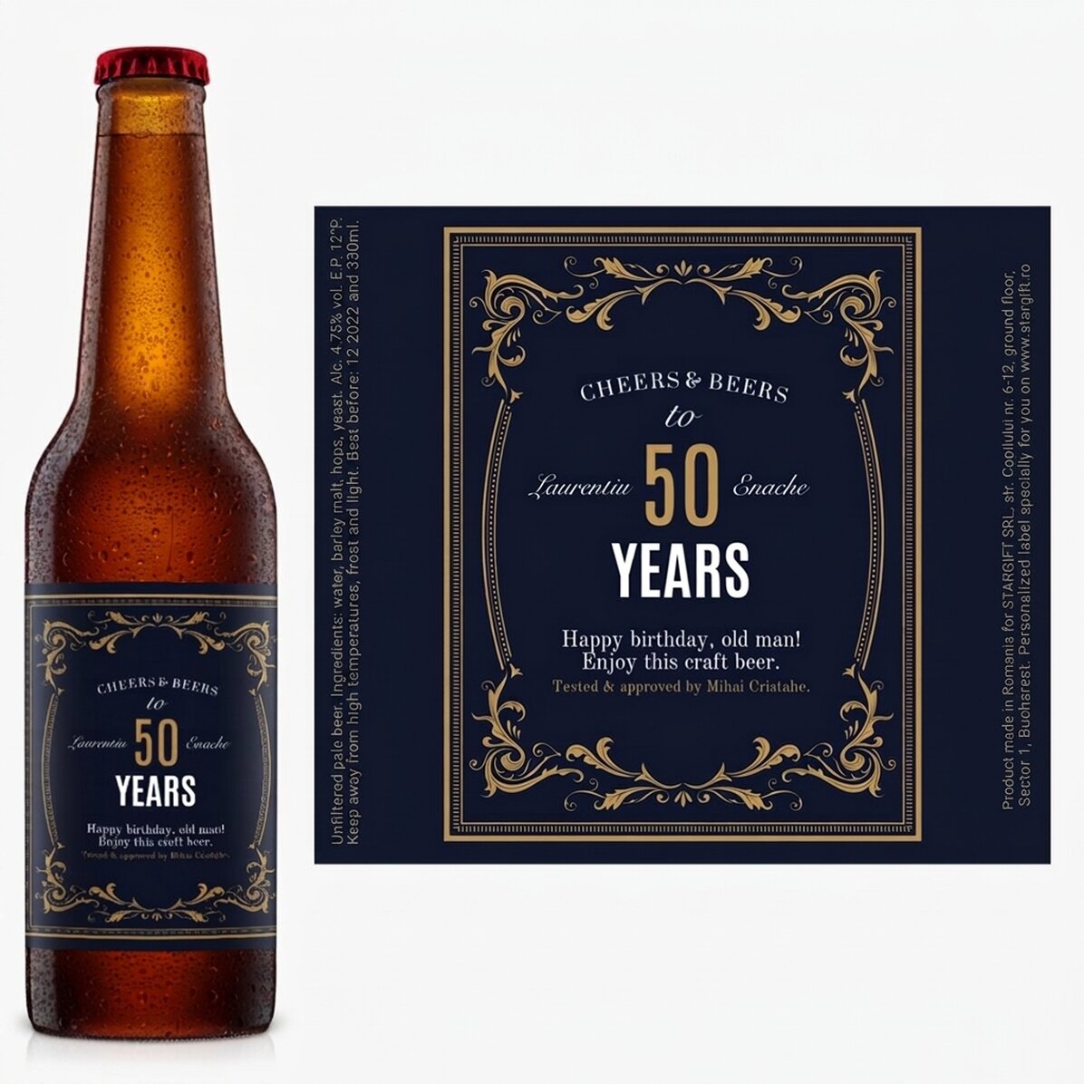 Personalised beer with text - Vintage 50