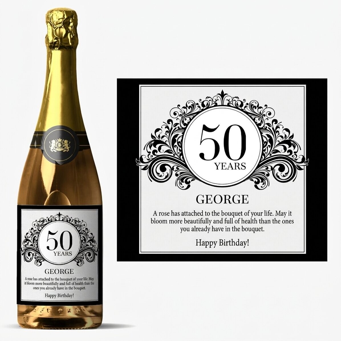 Personalised sparkling wine with text - Classic