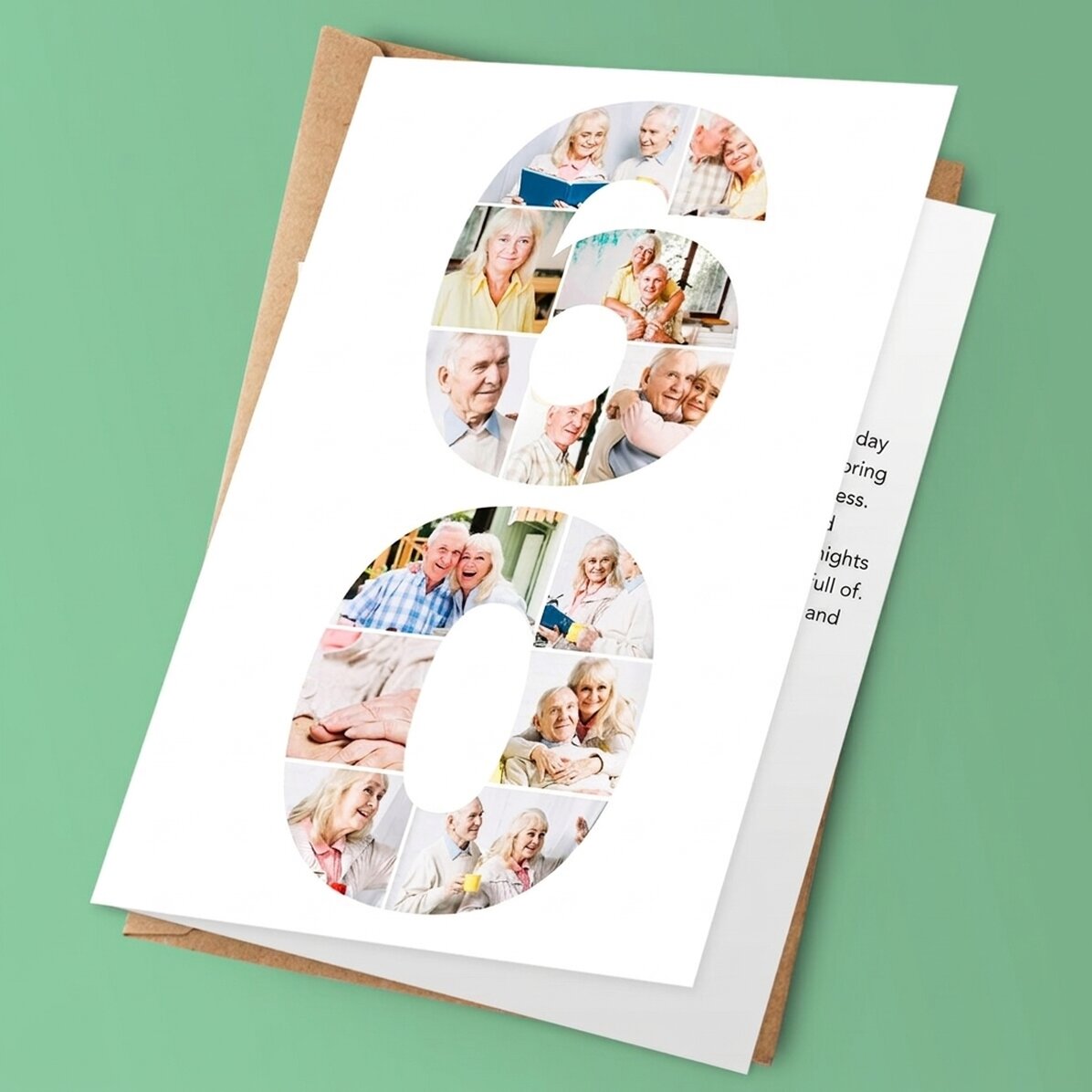Personalised greeting card with text - Golden 60