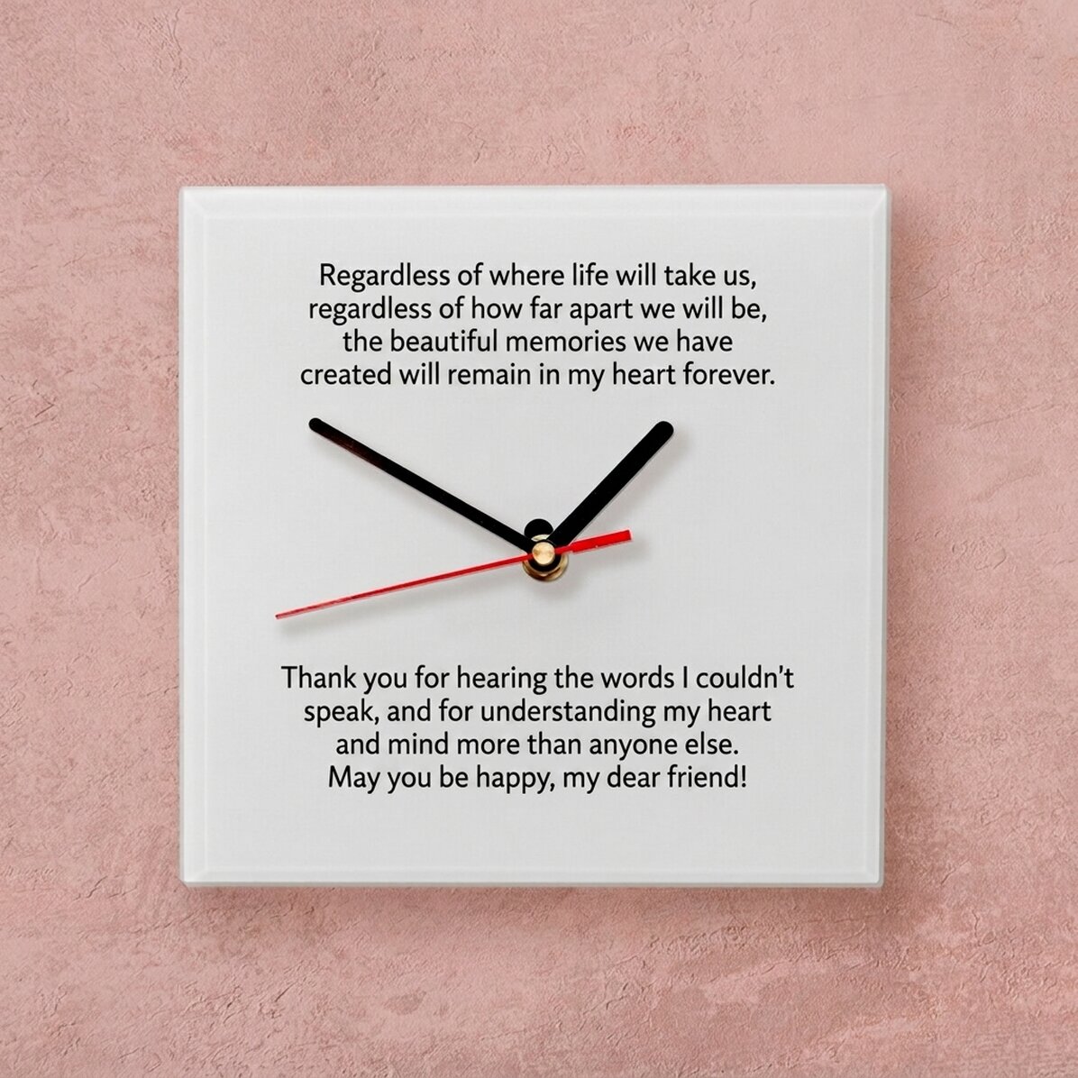 Personalised square clock with message