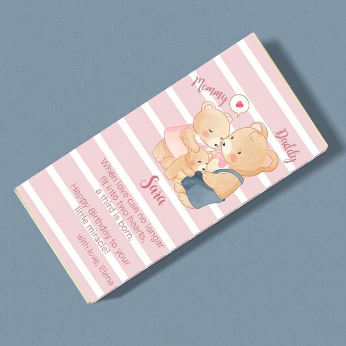 Personalised chocolate with text - The Bear Family