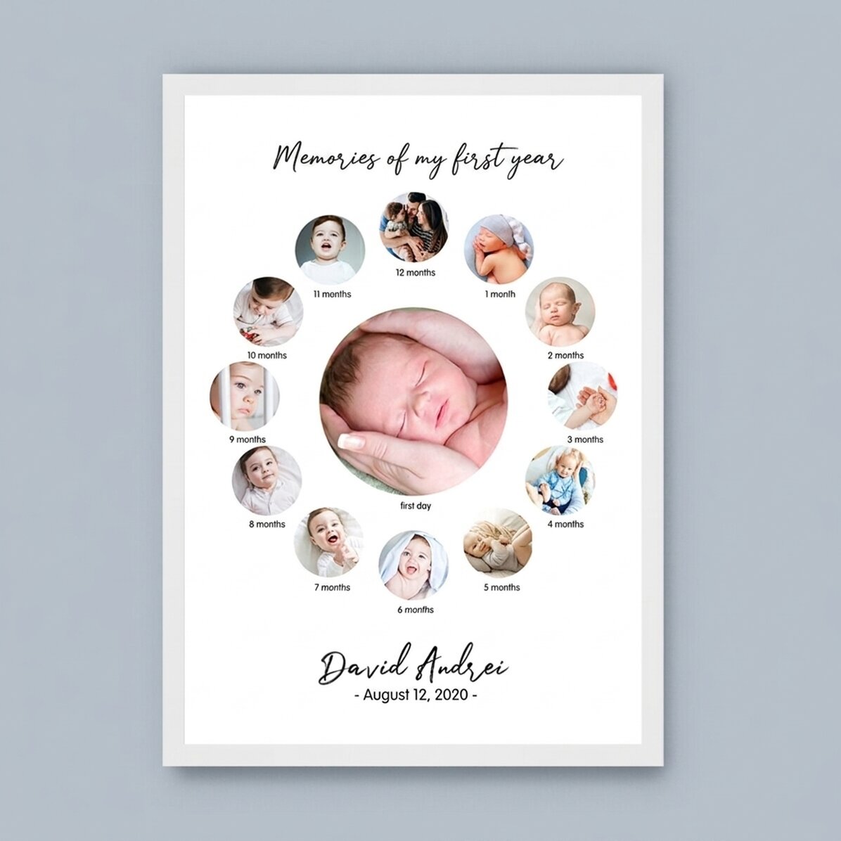 Personalised canvas with text and 13 photos - A year of happiness