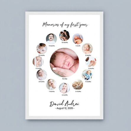 Personalised canvas with text and 13 photos - A year of happiness