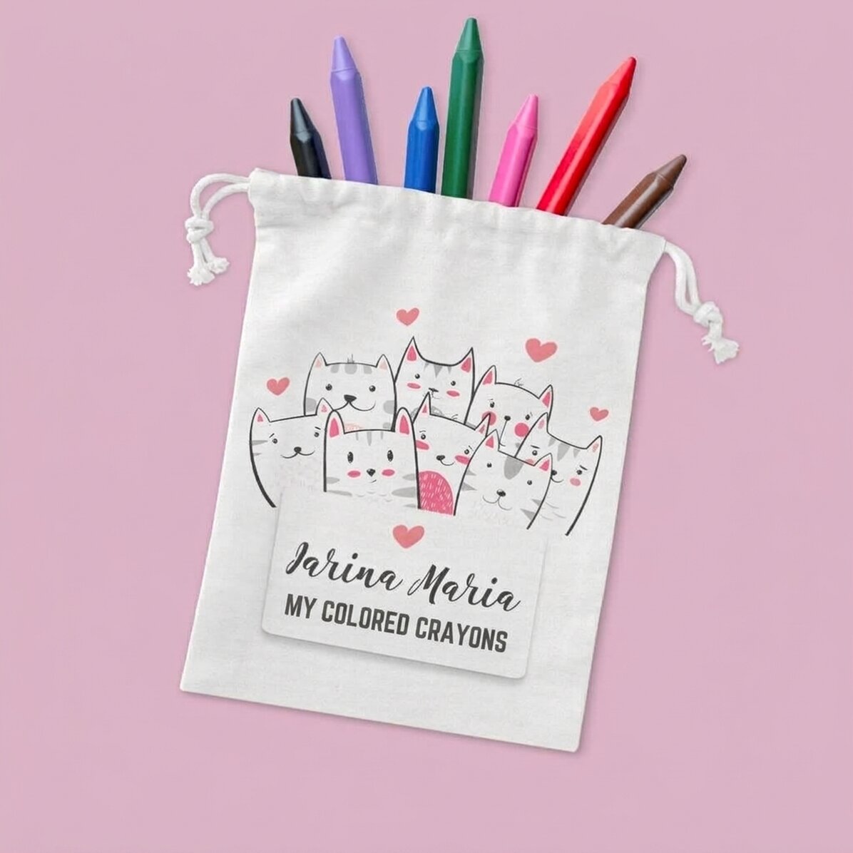 Small personalised bag with text - Kitty