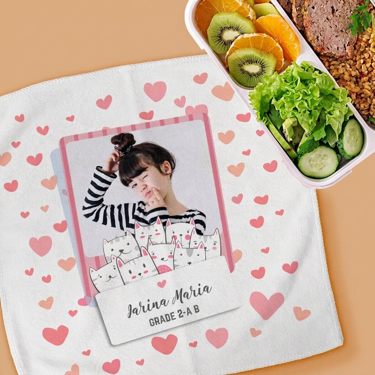 Personalised towel with name and photo - Kitty