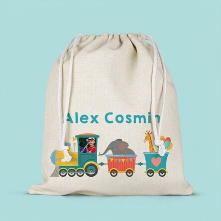 Medium bag personalised with name and photo - Train