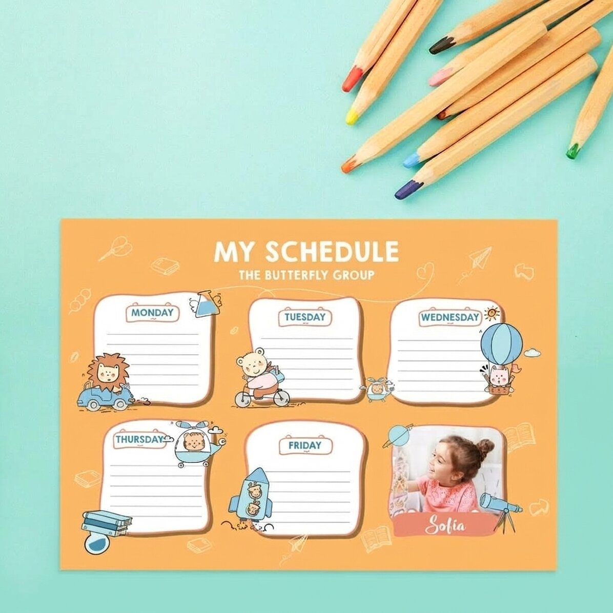 Personalised timetable with a photo and text - Little ones
