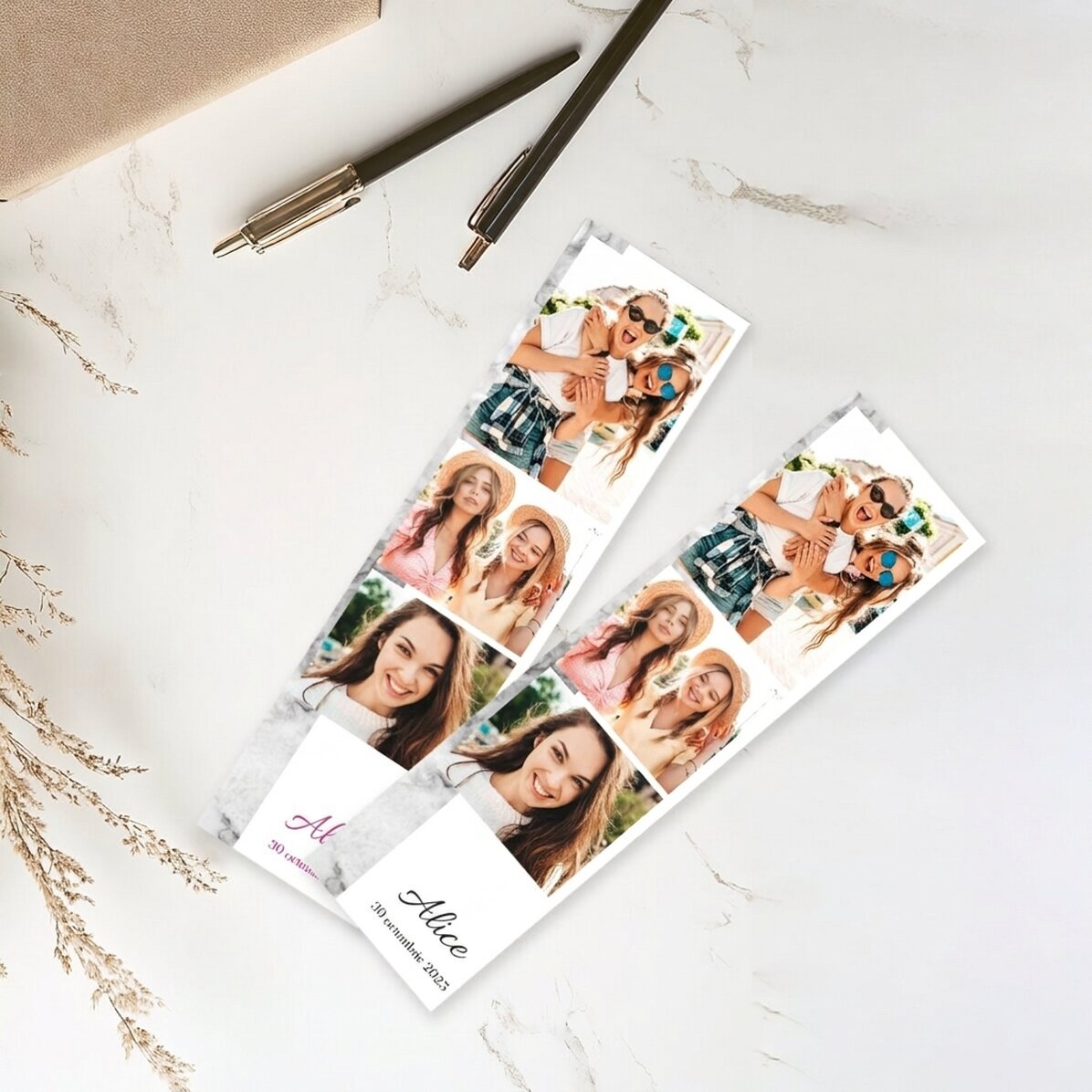 Personalised bookmark with text and 3 photos