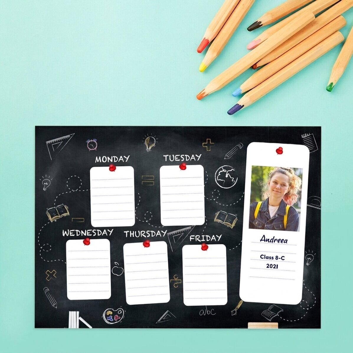 Personalised timetable with a photo and text - Blackboard