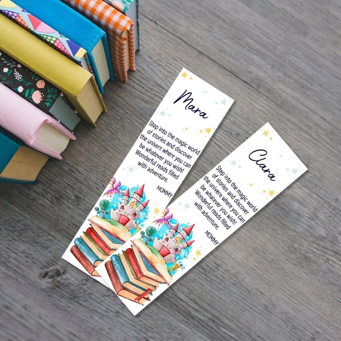 Personalised bookmark with message - The magical world of stories
