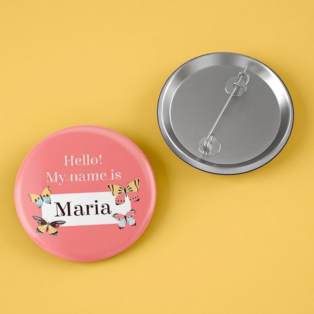 Personalised badge with name - Butterflies