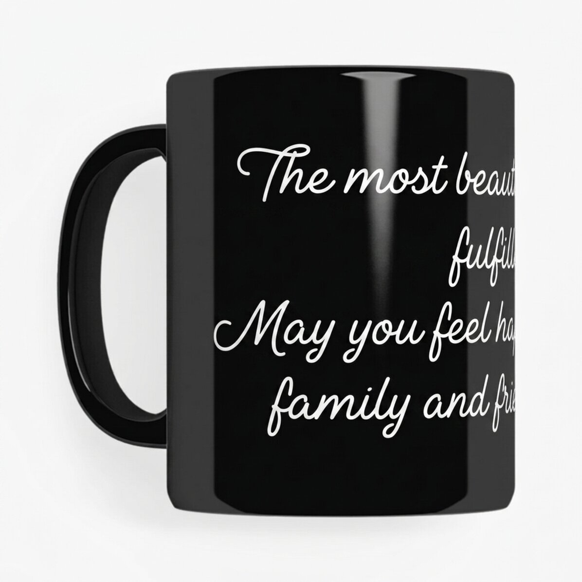 Personalised black mug with message