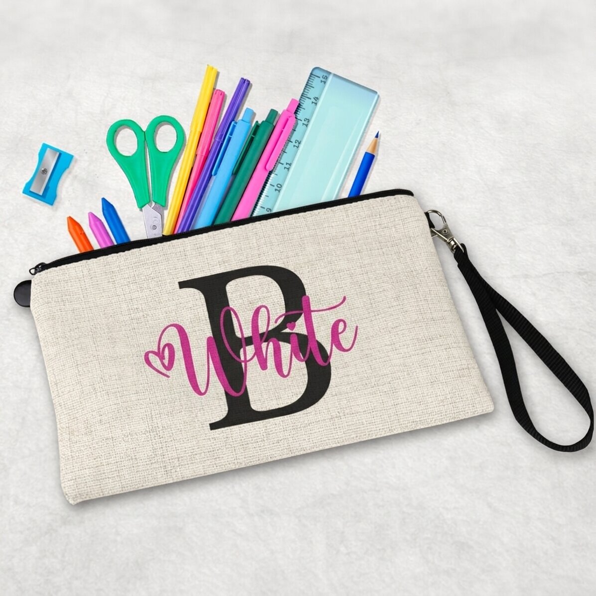 School kit personalised with initials and name