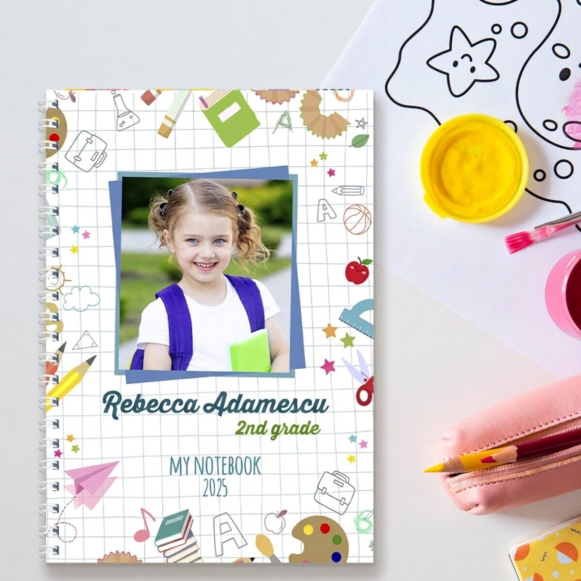 Personalised notebook with a photo and text - Back to school
