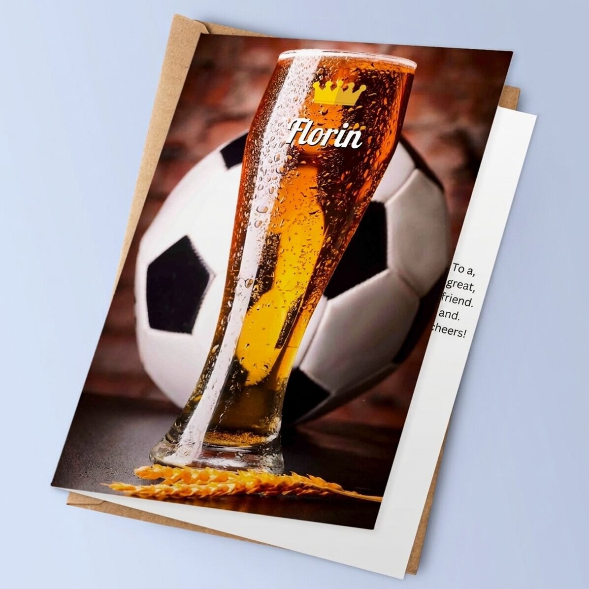 Personalised beer glass greeting card