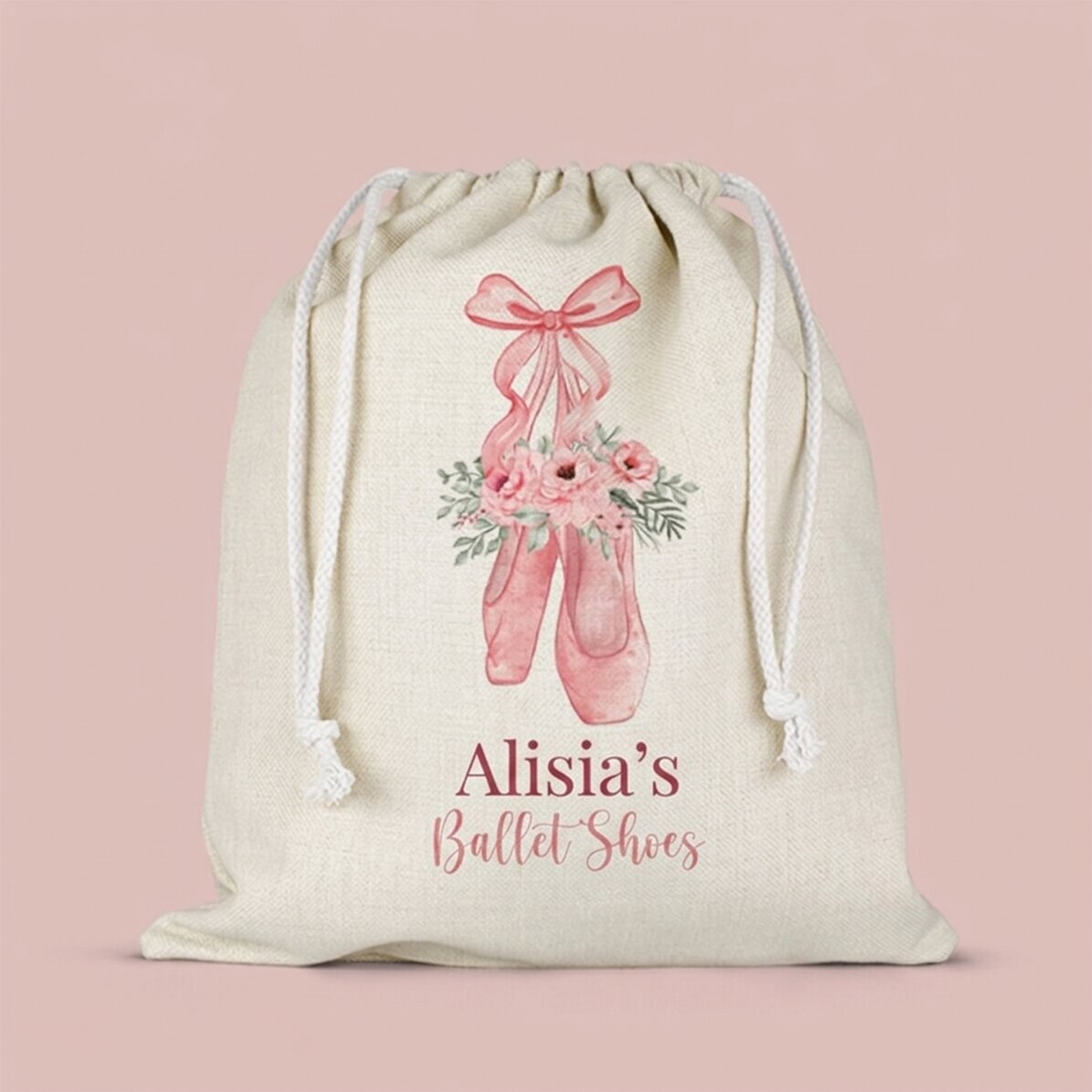 Personalised nursery bag with text - Ballet shoes