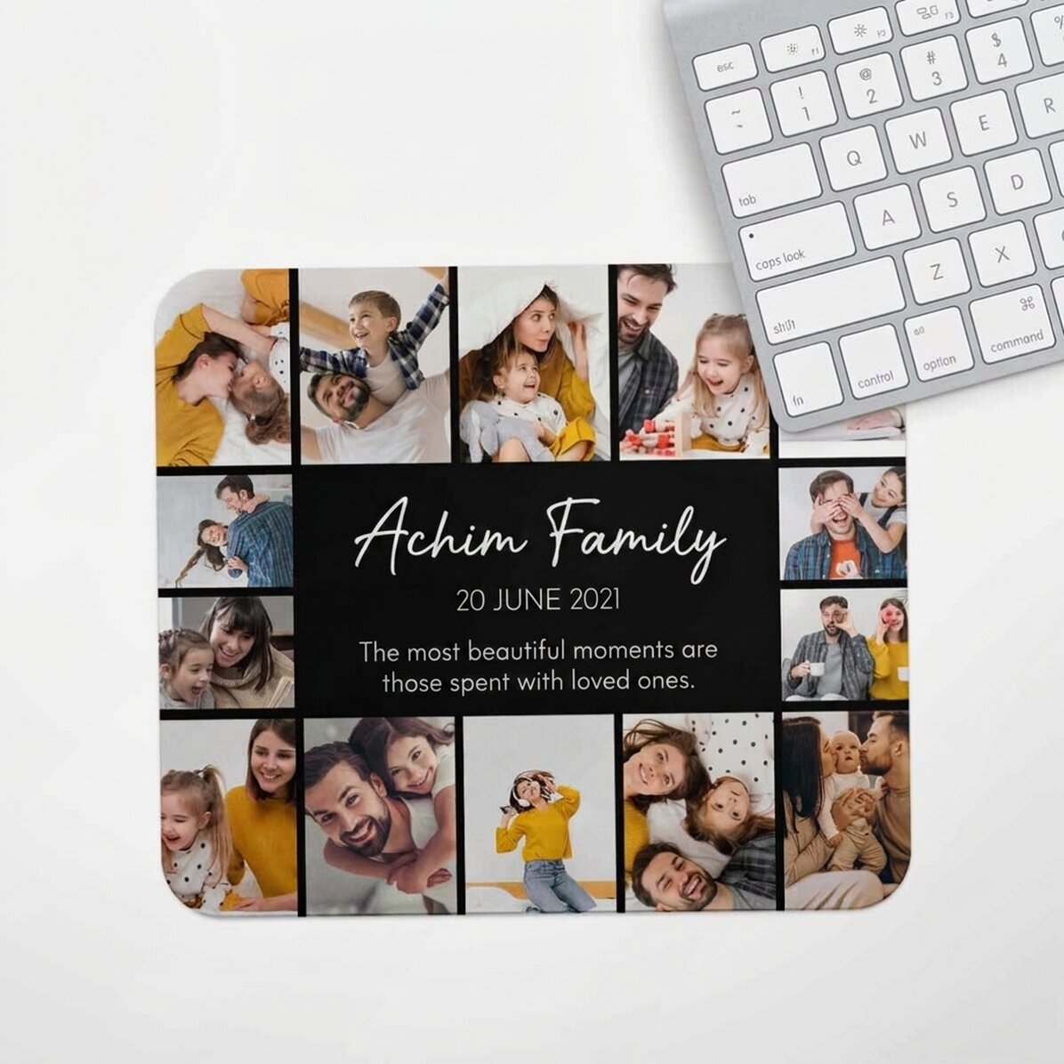 Personalised mouse pad with 14 photos and text