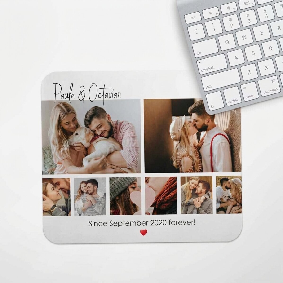 Personalised mouse pad with 8 photos and text - For you