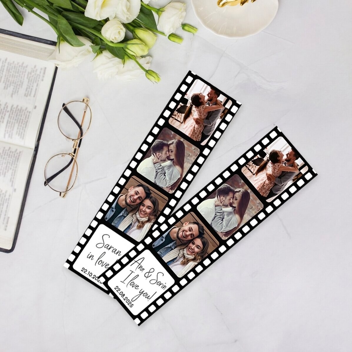 Personalised bookmark with 3 photos and text - Our story