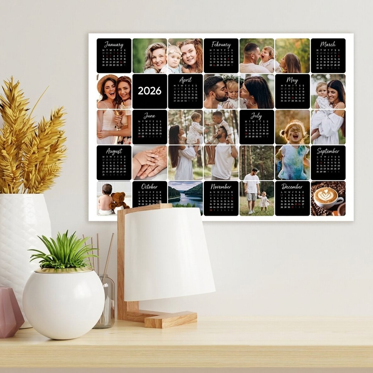 Personalised calendar poster with 12 photos