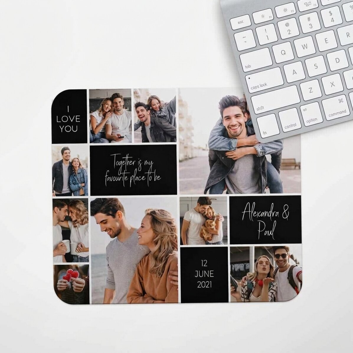 Personalised mouse pad with 9 photos and text - Memories