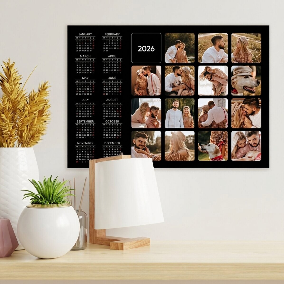 Personalised calendar poster with 15 photos