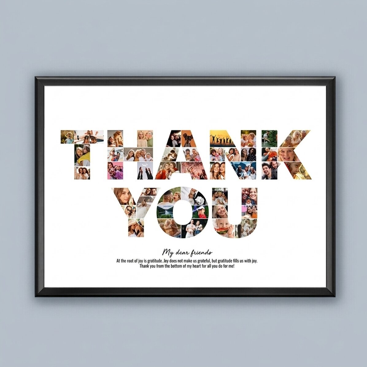 Personalised landscape canvas with 46 photos and text - THANK YOU