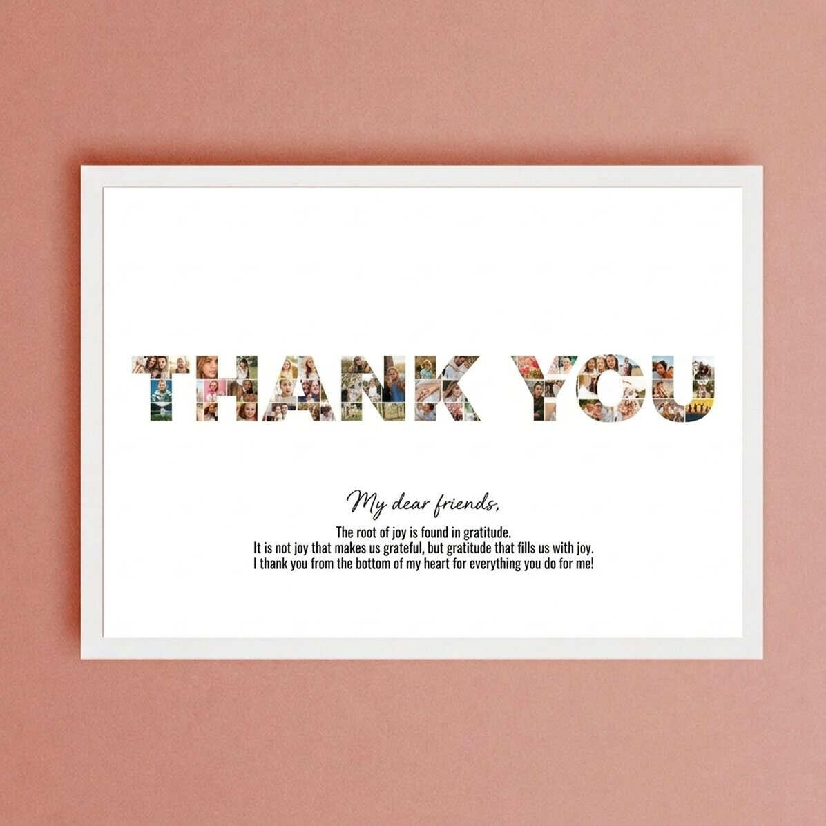 Personalised landscape canvas with 52 photos and text - THANK YOU