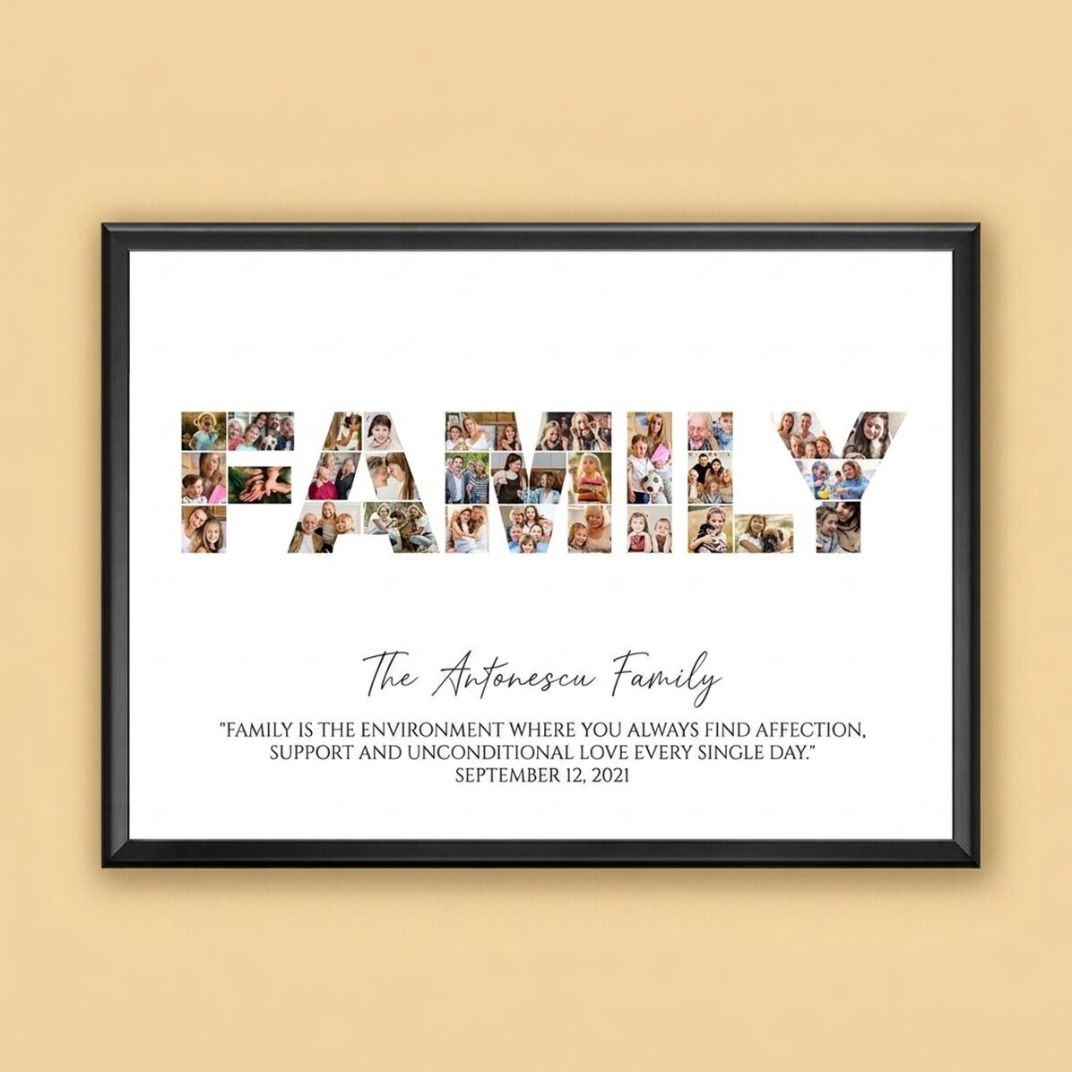 Personalised landscape canvas with 30 photos and text - Family