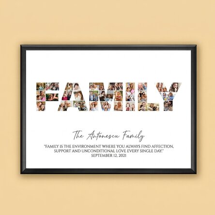 Personalised landscape canvas with 30 photos and text - Family
