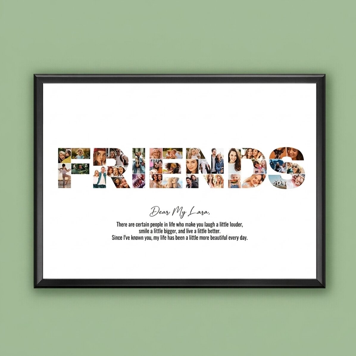 Personalised landscape canvas with 34 photos and text - FRIENDS