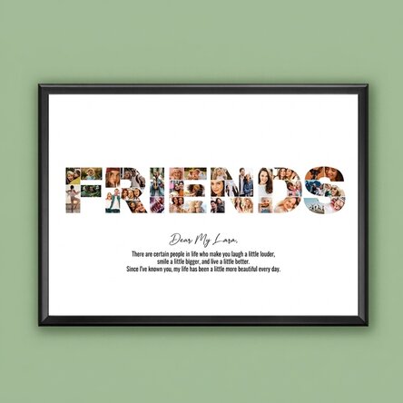 Personalised landscape canvas with 34 photos and text - FRIENDS