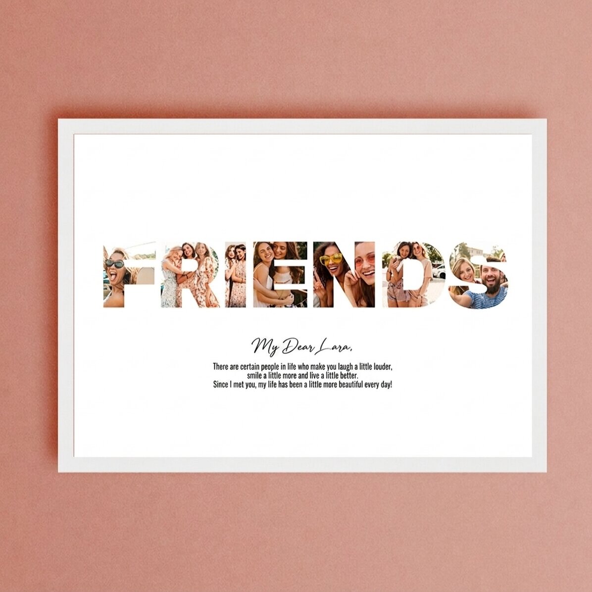 Personalised landscape canvas with 7 photos and text - FRIENDS