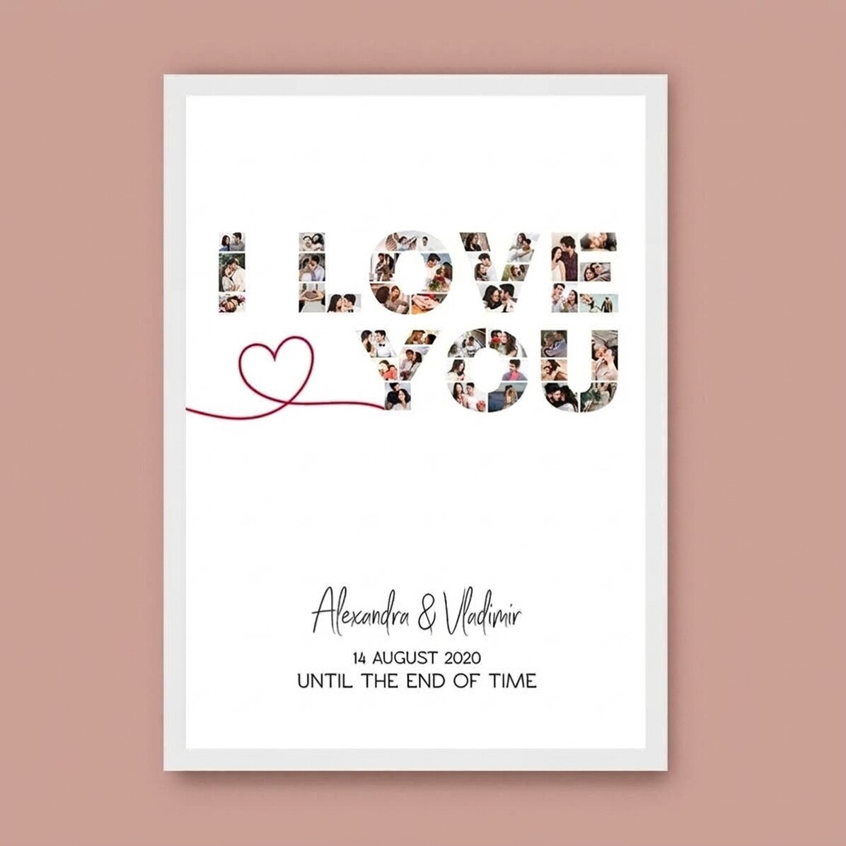 Personalised canvas with 39 photos and text - I love you
