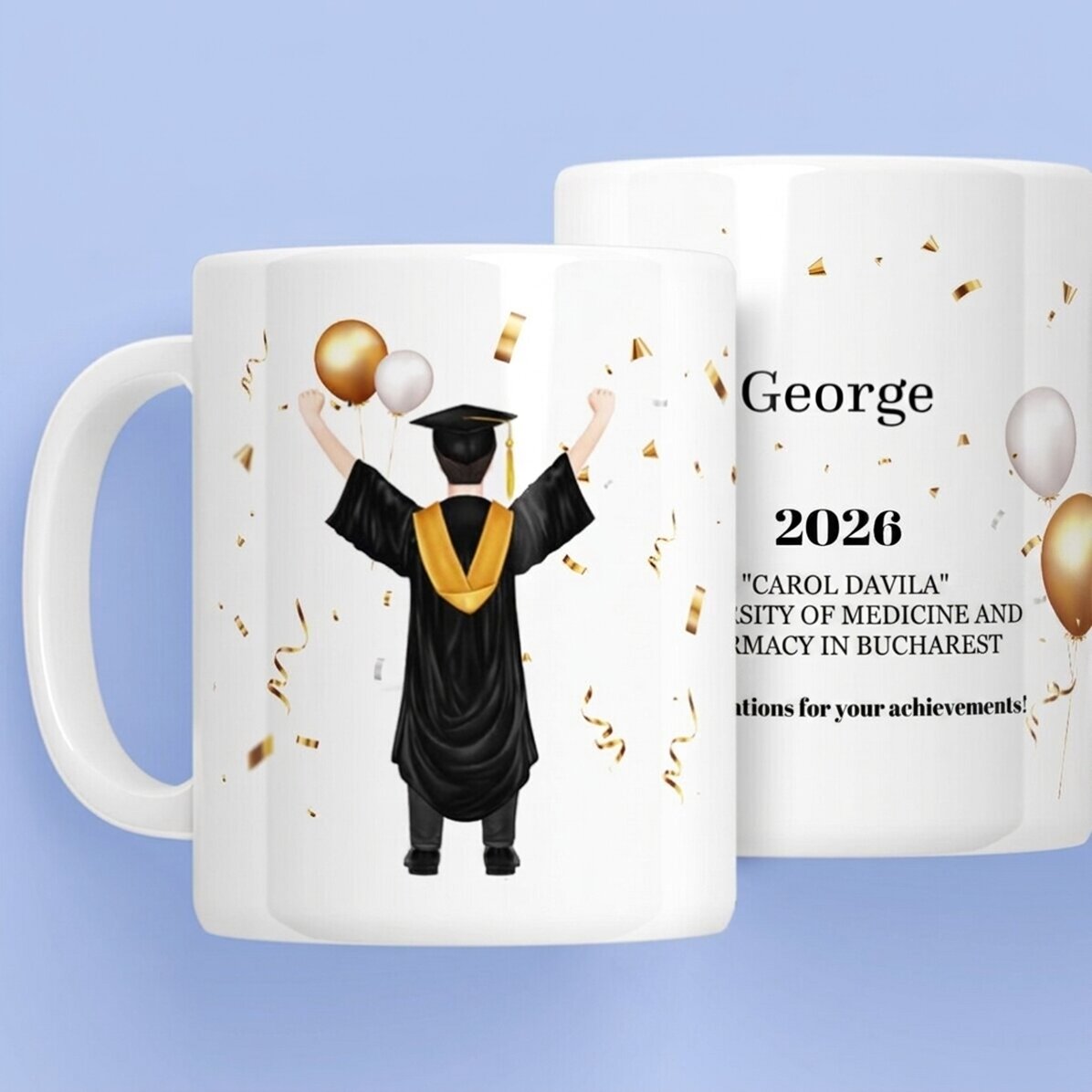 Personalised mug with text - His graduation