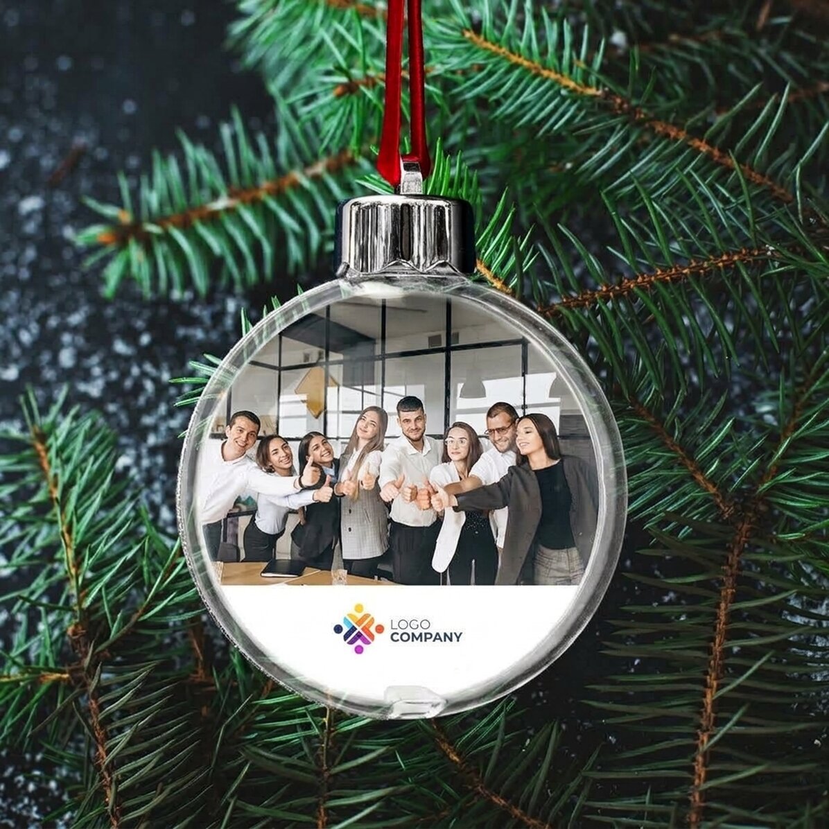 Personalised globe with a photo and logo