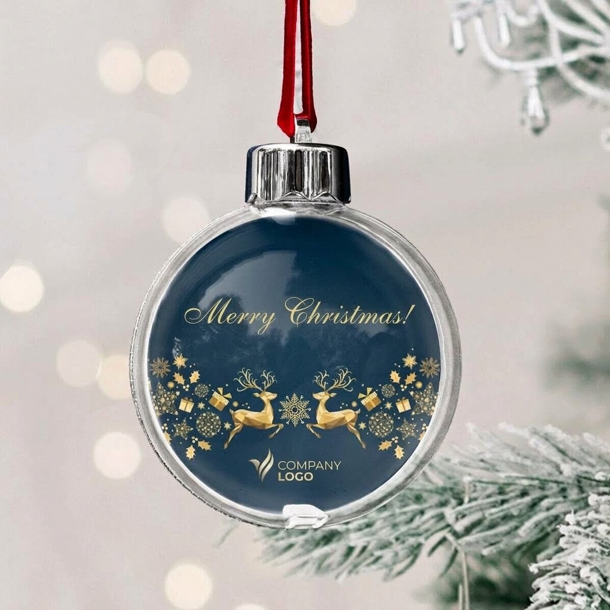 Personalised bauble with logo and message - Christmas story