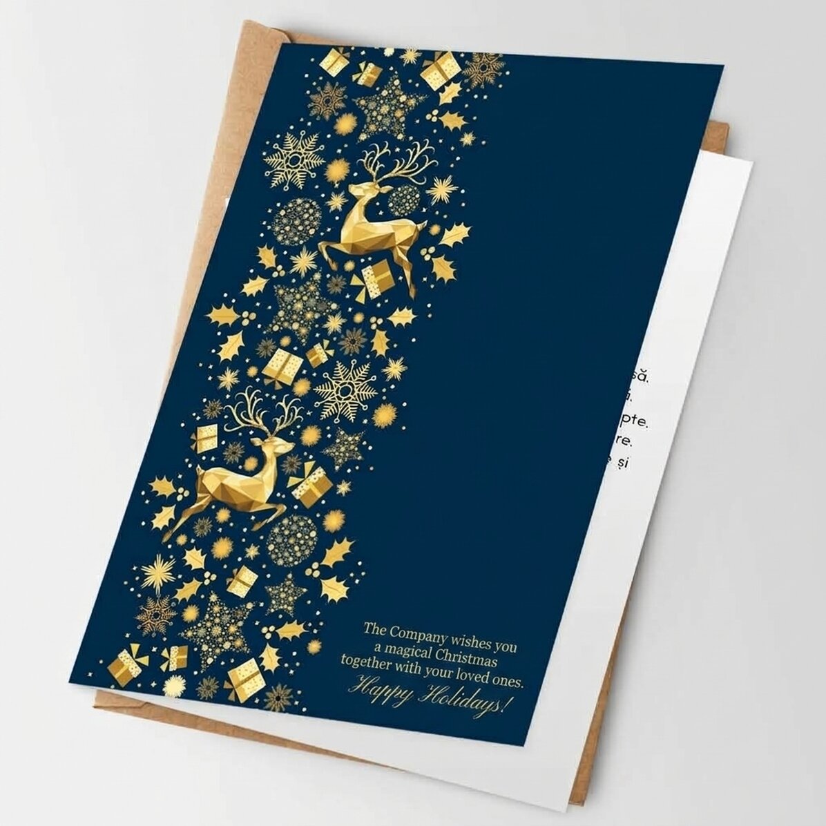 Personalised card with text and logo on the back - Christmas Story