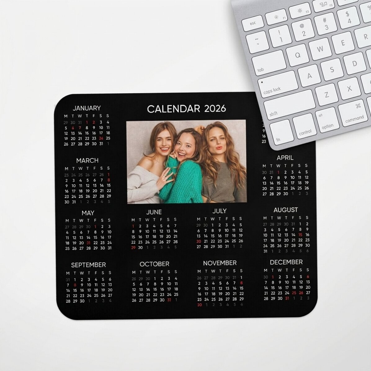 Personalised mouse pad with a photo and text - Calendar