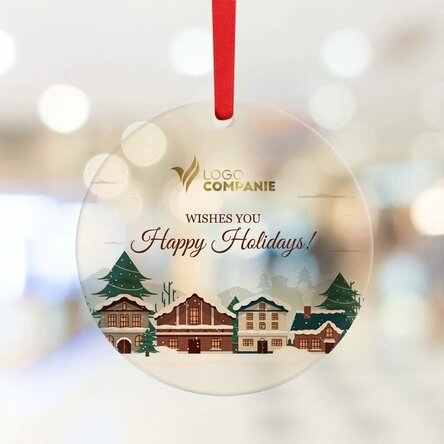 Personalised round ornament with logo and message - Merry Christmas!