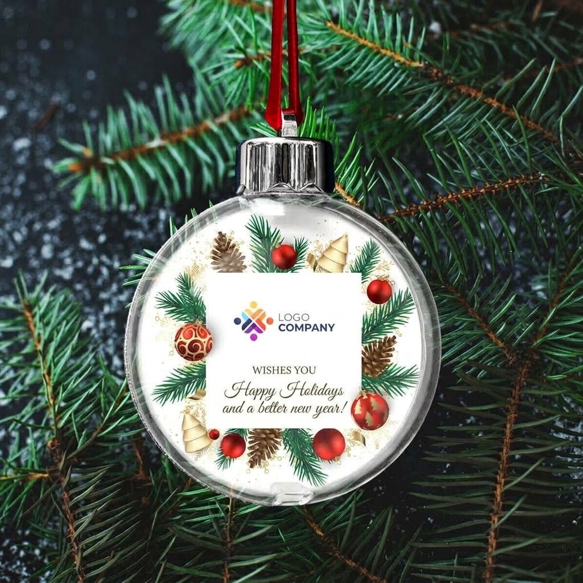 Personalised globe with logo and message - Christmas model