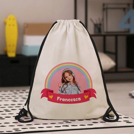 Personalised backpack with a photo and name - Rainbow