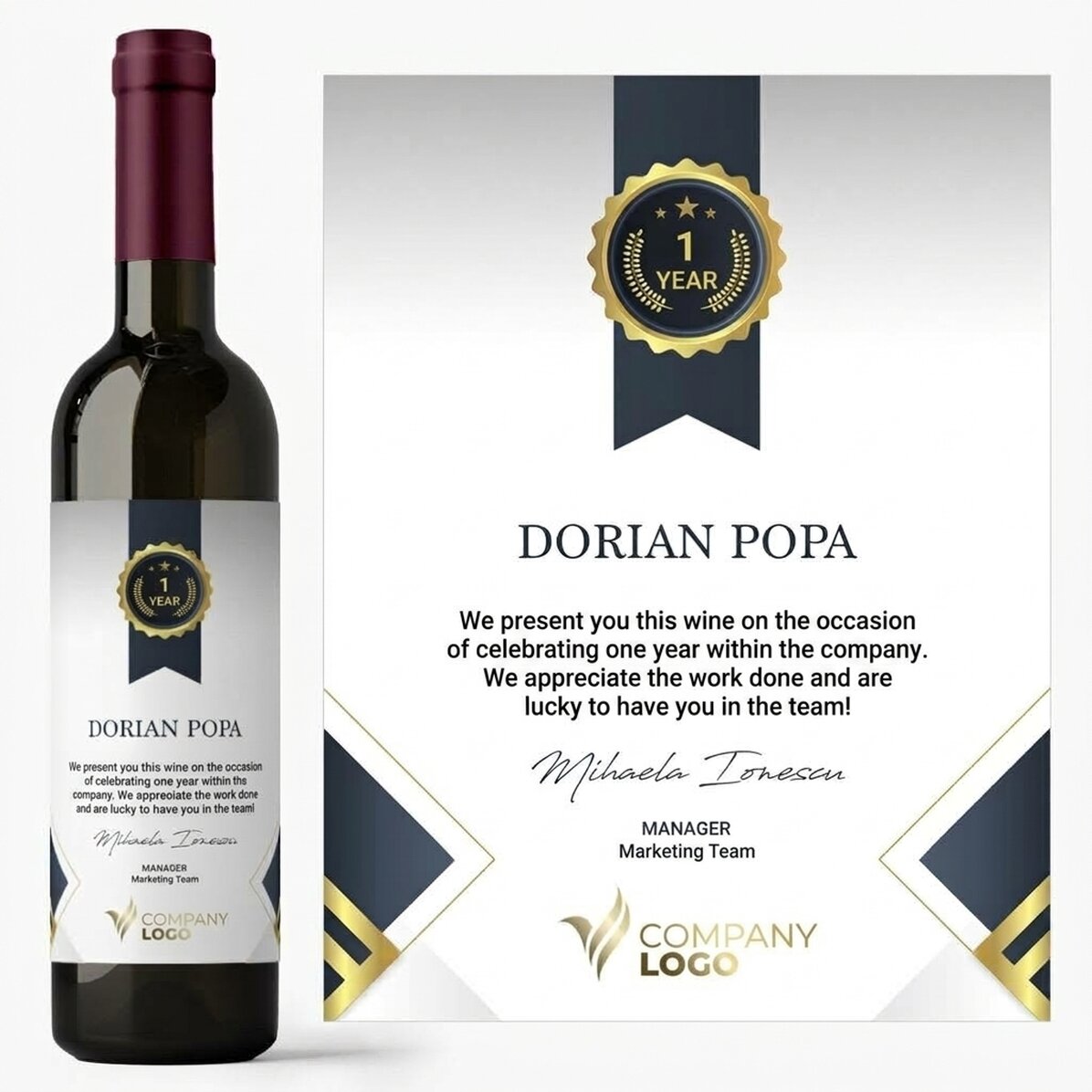 Personalised wine with logo and text - Employee appreciation