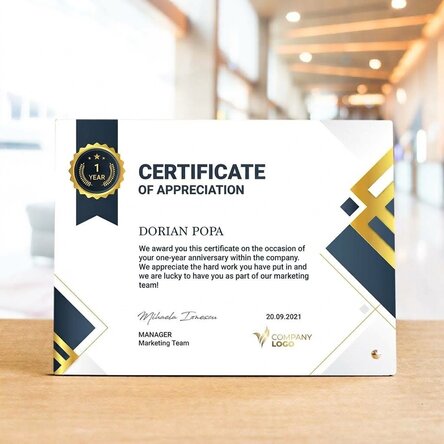Personalised desk photo frame with logo and text - Employee appreciation