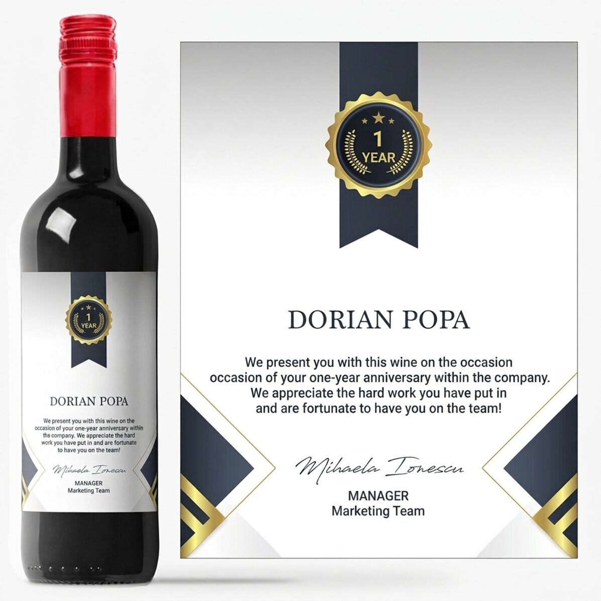 Personalised wine with text - Employee appreciation