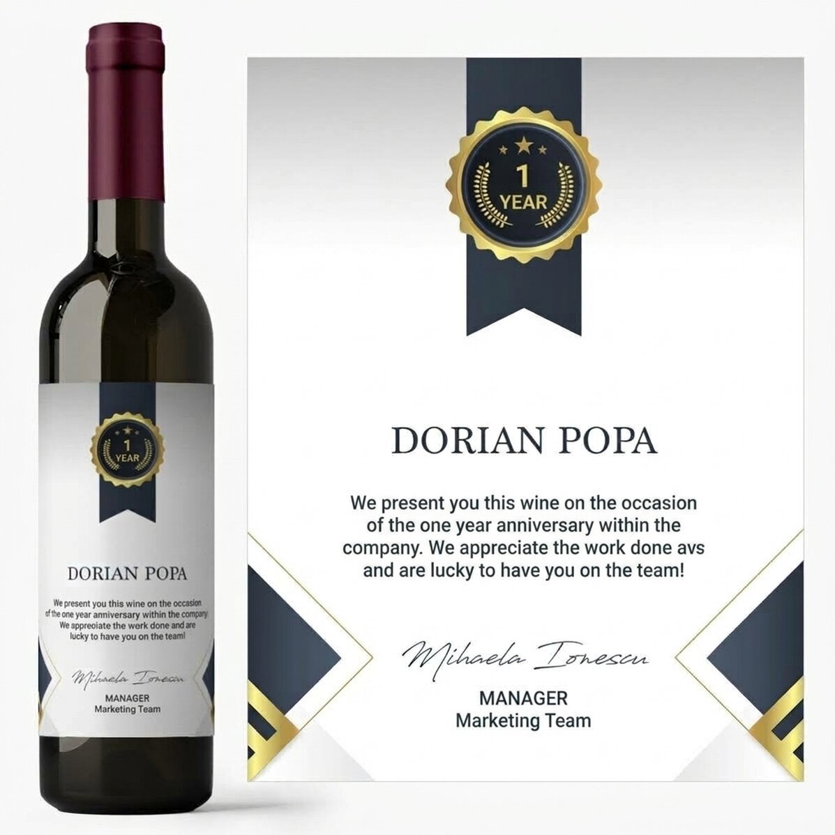 Personalised wine with text - Employee appreciation