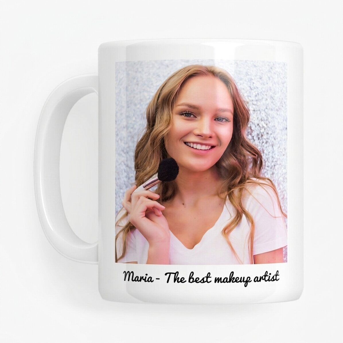 Personalised mug with text and a photo